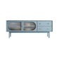 25.6" High Nordic TV Stand Solid Wood TV Cabinet with 2-Drawer & Cabinet Blue Glass Clearhalo 'furn' 'furn_tv_stands_entertainment_centers' 'Furniture' 'Living Room Furniture' 'TV Stands & Entertainment Centers' 'TV Stands & Media Storage Furniture' 'tv_stands_entertainment_centers' 5732596
