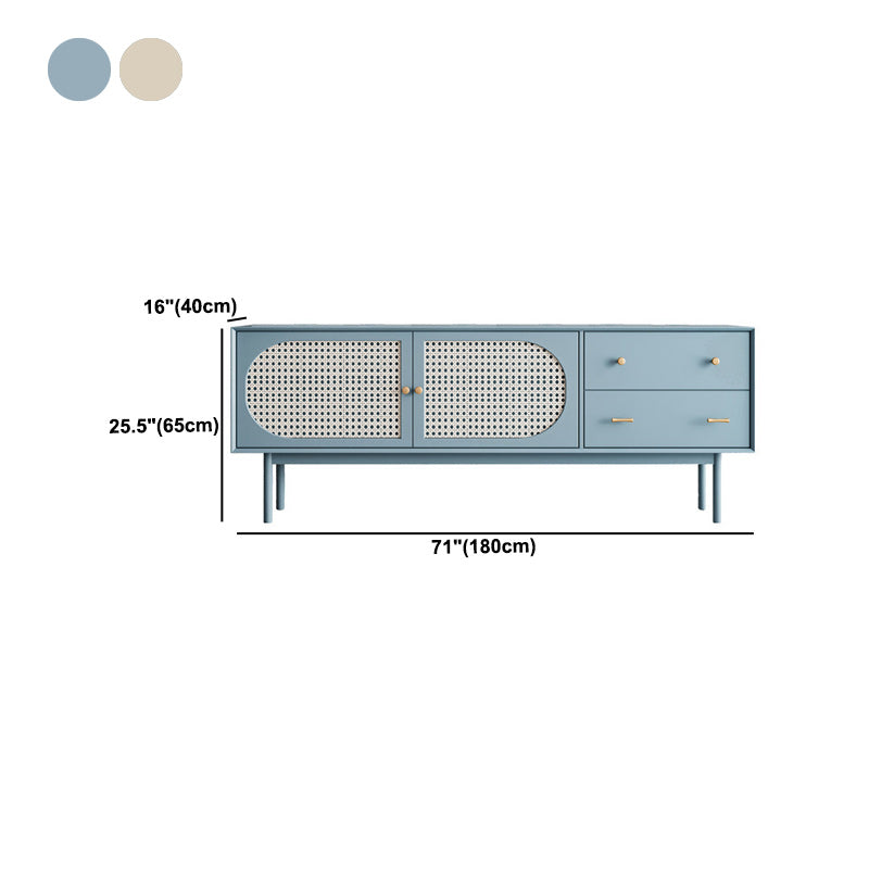 25.6" High Nordic TV Stand Solid Wood TV Cabinet with 2-Drawer & Cabinet Clearhalo 'furn' 'furn_tv_stands_entertainment_centers' 'Furniture' 'Living Room Furniture' 'TV Stands & Entertainment Centers' 'TV Stands & Media Storage Furniture' 'tv_stands_entertainment_centers' 5732601