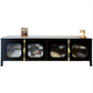Industrial 4-Door TV Stand 21.65" H Metal TV Console in Black