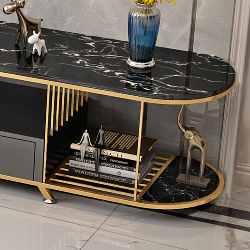 Glam Slate Top TV Media Stand 2-Drawer Media Console with Shelves Clearhalo 'furn' 'furn_tv_stands_entertainment_centers' 'Furniture' 'Living Room Furniture' 'TV Stands & Entertainment Centers' 'TV Stands & Media Storage Furniture' 'tv_stands_entertainment_centers' 5732663