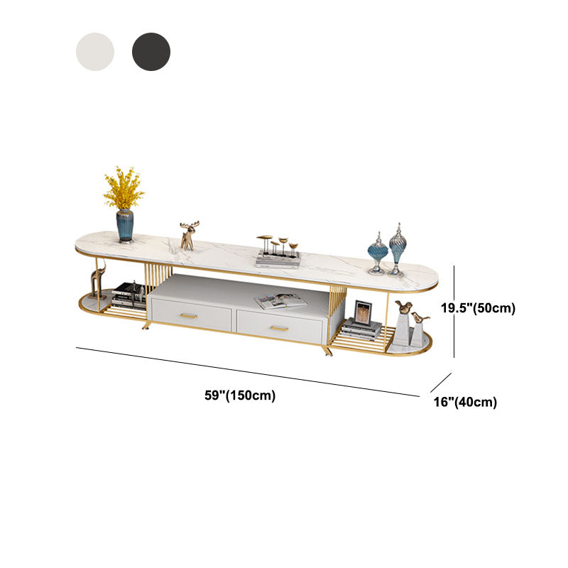 Glam Slate Top TV Media Stand 2-Drawer Media Console with Shelves Clearhalo 'furn' 'furn_tv_stands_entertainment_centers' 'Furniture' 'Living Room Furniture' 'TV Stands & Entertainment Centers' 'TV Stands & Media Storage Furniture' 'tv_stands_entertainment_centers' 5732667