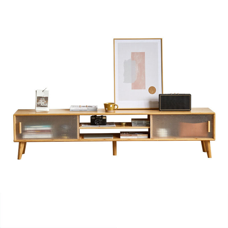 Natural 2-Door TV Stand Scandinavian Wood TV Console With Shelf Drawer Not Included Clearhalo 'furn' 'furn_tv_stands_entertainment_centers' 'Furniture' 'Living Room Furniture' 'TV Stands & Entertainment Centers' 'TV Stands & Media Storage Furniture' 'tv_stands_entertainment_centers' 5732672