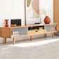 Natural 2-Door TV Stand Scandinavian Wood TV Console With Shelf 55"L x 12"W x 19"H 1 Clearhalo 'furn' 'furn_tv_stands_entertainment_centers' 'Furniture' 'Living Room Furniture' 'TV Stands & Entertainment Centers' 'TV Stands & Media Storage Furniture' 'tv_stands_entertainment_centers' 5732673