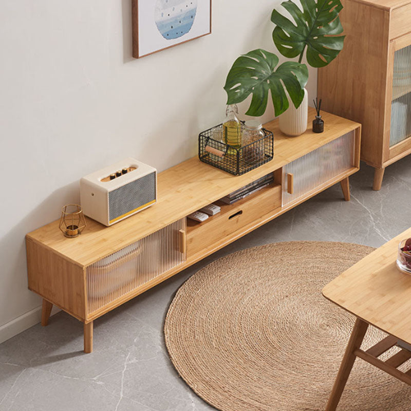 Natural 2-Door TV Stand Scandinavian Wood TV Console With Shelf Clearhalo 'furn' 'furn_tv_stands_entertainment_centers' 'Furniture' 'Living Room Furniture' 'TV Stands & Entertainment Centers' 'TV Stands & Media Storage Furniture' 'tv_stands_entertainment_centers' 5732676