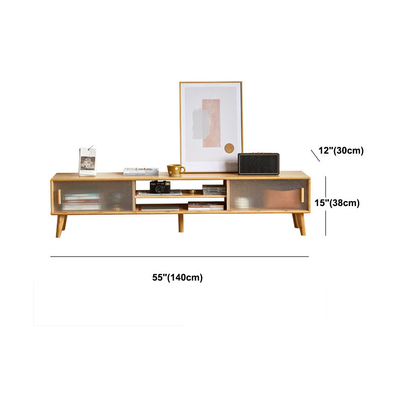 Natural 2-Door TV Stand Scandinavian Wood TV Console With Shelf Clearhalo 'furn' 'furn_tv_stands_entertainment_centers' 'Furniture' 'Living Room Furniture' 'TV Stands & Entertainment Centers' 'TV Stands & Media Storage Furniture' 'tv_stands_entertainment_centers' 5732682