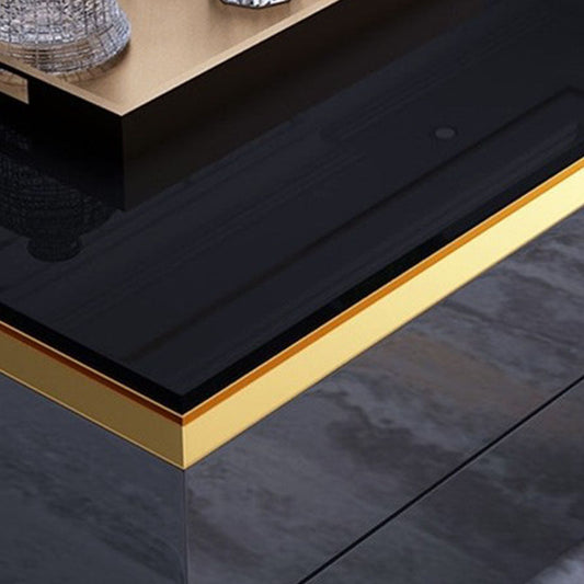 Glam Wooden TV Media Stand Glass Top TV Console con cassetti