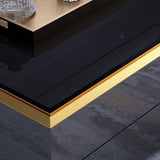 Glam Wooden TV Media Stand Glass Top TV Stand Console with Drawers