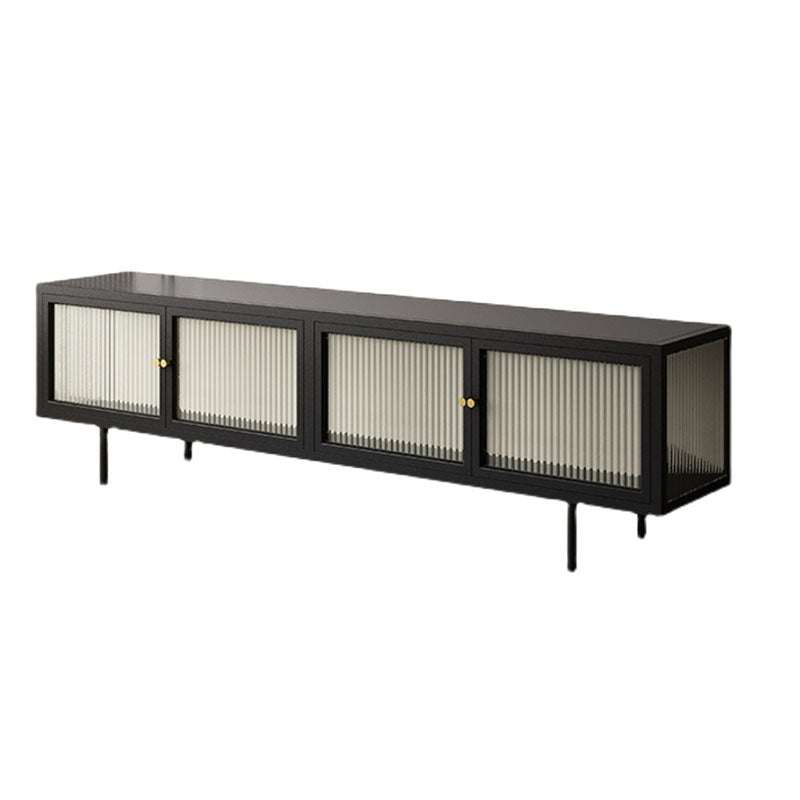 Metal and Glass TV Media Stand Industrial Media Console with Doors Black Clearhalo 'furn' 'furn_tv_stands_entertainment_centers' 'Furniture' 'Living Room Furniture' 'TV Stands & Entertainment Centers' 'TV Stands & Media Storage Furniture' 'tv_stands_entertainment_centers' 5732705