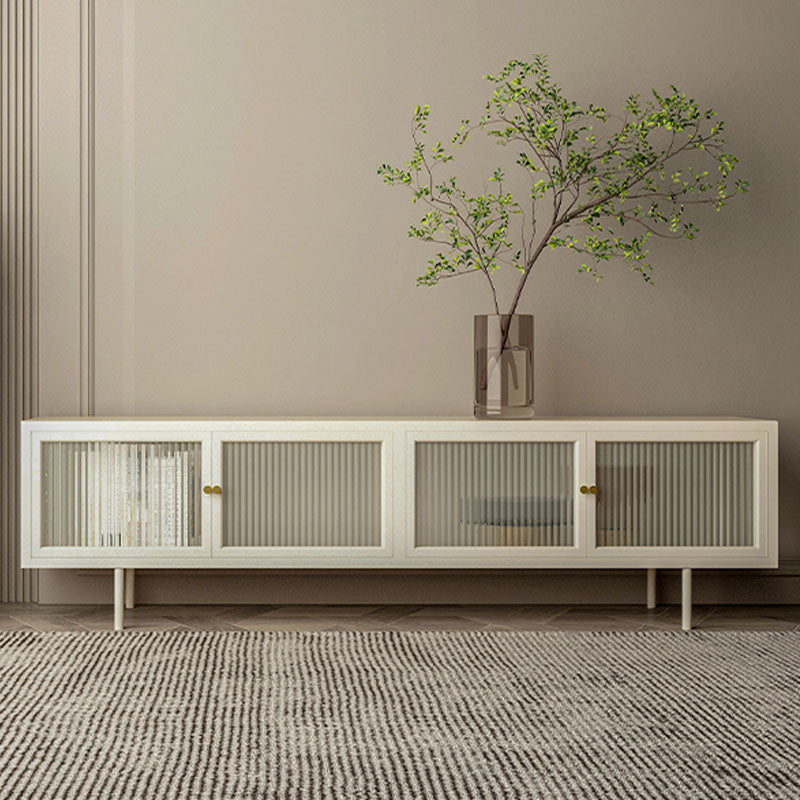 Metal and Glass TV Media Stand Industrial Media Console with Doors 71"L x 14"W x 20"H White Clearhalo 'furn' 'furn_tv_stands_entertainment_centers' 'Furniture' 'Living Room Furniture' 'TV Stands & Entertainment Centers' 'TV Stands & Media Storage Furniture' 'tv_stands_entertainment_centers' 5732706