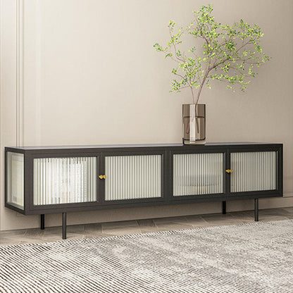 Metal and Glass TV Media Stand Industrial Media Console with Doors 63"L x 14"W x 20"H Black Clearhalo 'furn' 'furn_tv_stands_entertainment_centers' 'Furniture' 'Living Room Furniture' 'TV Stands & Entertainment Centers' 'TV Stands & Media Storage Furniture' 'tv_stands_entertainment_centers' 5732708