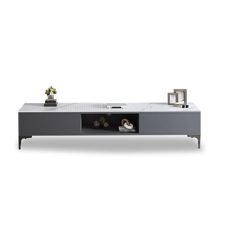 15.7" H Glam TV Cabinet Glass Top Media Console TV Stand with 2 Doors Clearhalo 'furn' 'furn_tv_stands_entertainment_centers' 'Furniture' 'Living Room Furniture' 'TV Stands & Entertainment Centers' 'TV Stands & Media Storage Furniture' 'tv_stands_entertainment_centers' 5732723