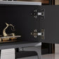 15.7" H Glam TV Cabinet Glass Top Media Console TV Stand with 2 Doors Clearhalo 'furn' 'furn_tv_stands_entertainment_centers' 'Furniture' 'Living Room Furniture' 'TV Stands & Entertainment Centers' 'TV Stands & Media Storage Furniture' 'tv_stands_entertainment_centers' 5732726