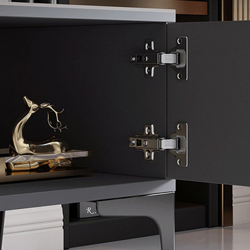 15.7" H Glam TV Cabinet Glass Top Media Console TV Stand with 2 Doors Clearhalo 'furn' 'furn_tv_stands_entertainment_centers' 'Furniture' 'Living Room Furniture' 'TV Stands & Entertainment Centers' 'TV Stands & Media Storage Furniture' 'tv_stands_entertainment_centers' 5732726