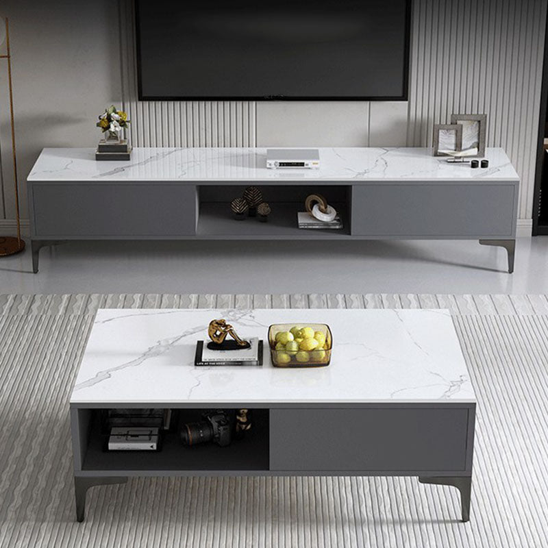15.7" H Glam TV Cabinet Glass Top Media Console TV Stand with 2 Doors Clearhalo 'furn' 'furn_tv_stands_entertainment_centers' 'Furniture' 'Living Room Furniture' 'TV Stands & Entertainment Centers' 'TV Stands & Media Storage Furniture' 'tv_stands_entertainment_centers' 5732727
