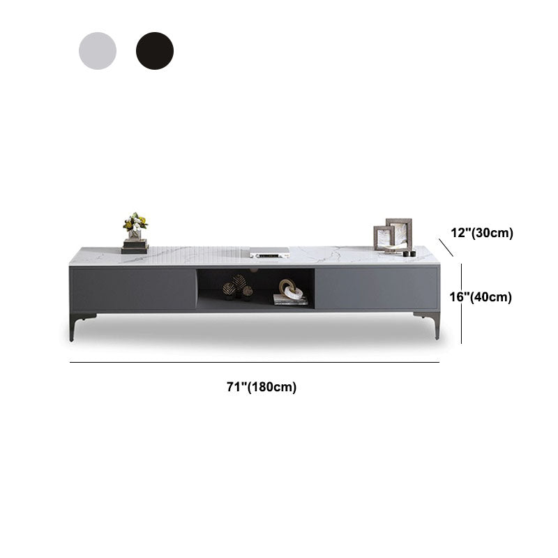 15.7" H Glam TV Cabinet Glass Top Media Console TV Stand with 2 Doors Clearhalo 'furn' 'furn_tv_stands_entertainment_centers' 'Furniture' 'Living Room Furniture' 'TV Stands & Entertainment Centers' 'TV Stands & Media Storage Furniture' 'tv_stands_entertainment_centers' 5732731
