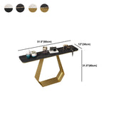 Tavolo accento superiore rettangolo in stile glam con base di ferro e top in pietra