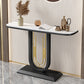 Black Pedestal Table Modern Half Moon Accent Tablel for Hall