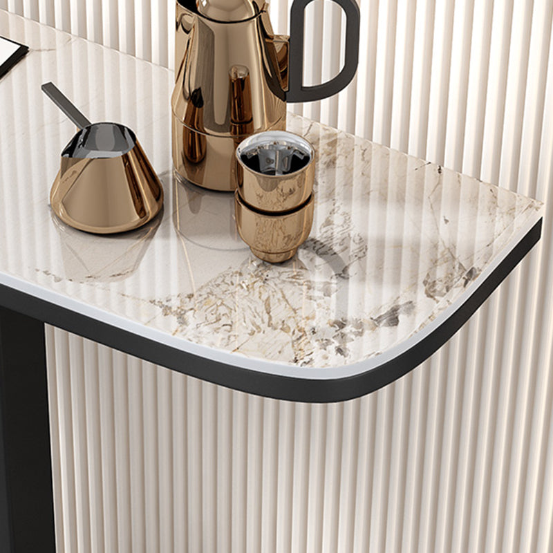 Black Pedestal Table Modern Half Moon Accent Tablel for Hall