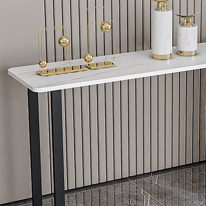 Tabella dell'accento base di ferro 31,5 "h con top di pietra rettangolo per sala