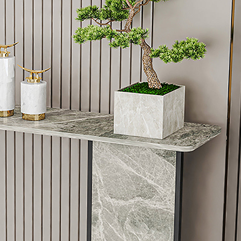 Tabella dell'accento base di ferro 31,5 "h con top di pietra rettangolo per sala