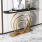 Stone Console Table 31.49" High Metal Frame Half Moon Accent Table Gold Black Clearhalo 'Console Tables' 'console_tables' 'Entry & Mudroom Furniture' 'furn' 'furn_console_tables' 'Furniture' 5732893