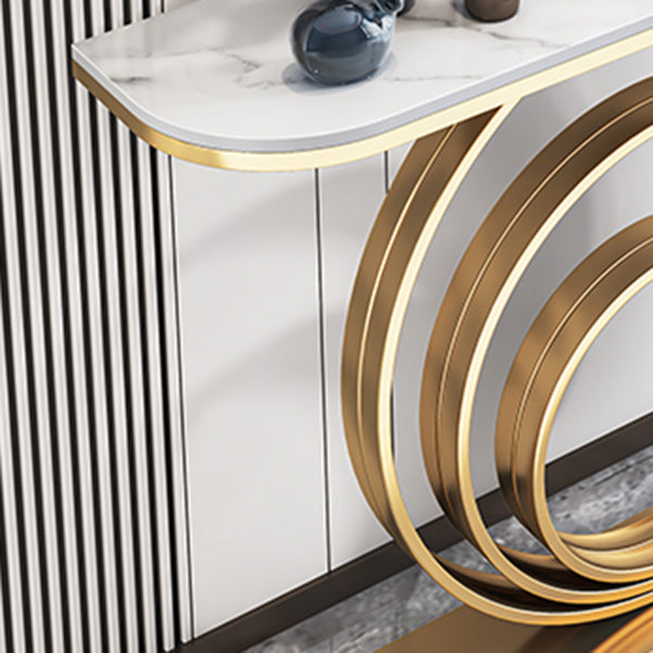 Stone Console Table 31.49" High Metal Frame Half Moon Accent Table Clearhalo 'Console Tables' 'console_tables' 'Entry & Mudroom Furniture' 'furn' 'furn_console_tables' 'Furniture' 5732900