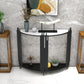 Half Moon Console Table with Storage Shelf and Abstract Base