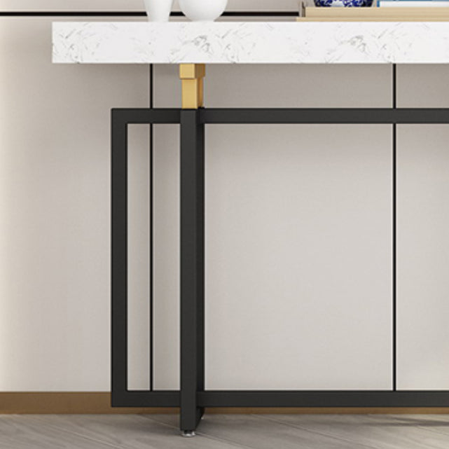 Rectangle Marble Top Console Table with Iron Trestle Base for Hall Clearhalo 'Console Tables' 'console_tables' 'Entry & Mudroom Furniture' 'furn' 'furn_console_tables' 'Furniture' 5732938