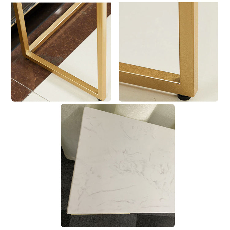 Rectangle Marble Top Console Table with Iron Trestle Base for Hall Clearhalo 'Console Tables' 'console_tables' 'Entry & Mudroom Furniture' 'furn' 'furn_console_tables' 'Furniture' 5732942