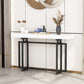 Rectangle Marble Top Console Table with Iron Trestle Base for Hall Clearhalo 'Console Tables' 'console_tables' 'Entry & Mudroom Furniture' 'furn' 'furn_console_tables' 'Furniture' 5732943