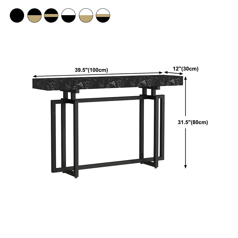 Rectangle Marble Top Console Table with Iron Trestle Base for Hall Clearhalo 'Console Tables' 'console_tables' 'Entry & Mudroom Furniture' 'furn' 'furn_console_tables' 'Furniture' 5732949