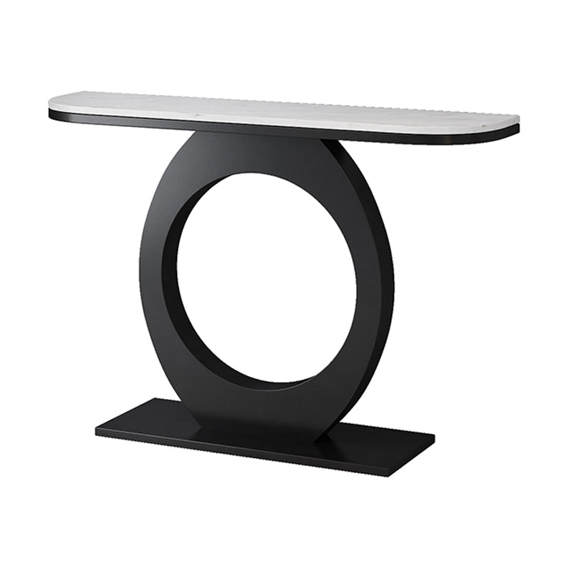 Half Moon Console Table with Pedestal Base for Hall Accent Table Black White Clearhalo 'Console Tables' 'console_tables' 'Entry & Mudroom Furniture' 'furn' 'furn_console_tables' 'Furniture' 5732956