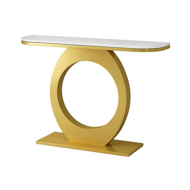 Half Moon Console Table with Pedestal Base for Hall Accent Table Gold White Clearhalo 'Console Tables' 'console_tables' 'Entry & Mudroom Furniture' 'furn' 'furn_console_tables' 'Furniture' 5732961