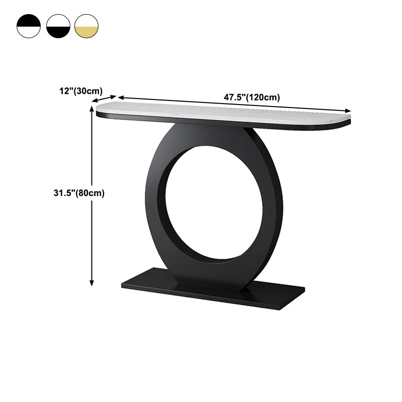 Half Moon Console Table with Pedestal Base for Hall Accent Table Clearhalo 'Console Tables' 'console_tables' 'Entry & Mudroom Furniture' 'furn' 'furn_console_tables' 'Furniture' 5732968