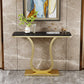 31.49" High Accent Console Table with Iron Frame Base Gold Accent Table