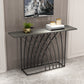Glam Style Rectangle Top Accent Table with Abstract Iron Base for Hall