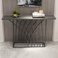 Glam Style Rectangle Top Accent Table with Abstract Iron Base for Hall