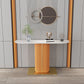 Contemporary Half Moon Top Accent Table with Golden Iron Base