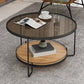 17.72" Tall Contemporary Style Cocktail Table Glass Top Round Coffee Table