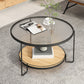 17.72" Tall Contemporary Style Cocktail Table Glass Top Round Coffee Table