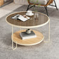17.72" Tall Contemporary Style Cocktail Table Glass Top Round Coffee Table