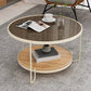 17.72" Tall Contemporary Style Cocktail Table Glass Top Round Coffee Table