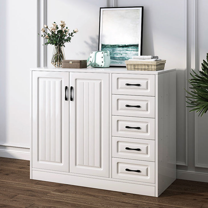 Modern White Accent Chest with Drawers 14.96" Wide Side Cabinet with Door