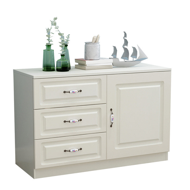 Modern White Accent Chest with Drawers 14.96" Wide Side Cabinet with Door