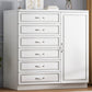 Modern White Accent Chest with Drawers 14.96" Wide Side Cabinet with Door