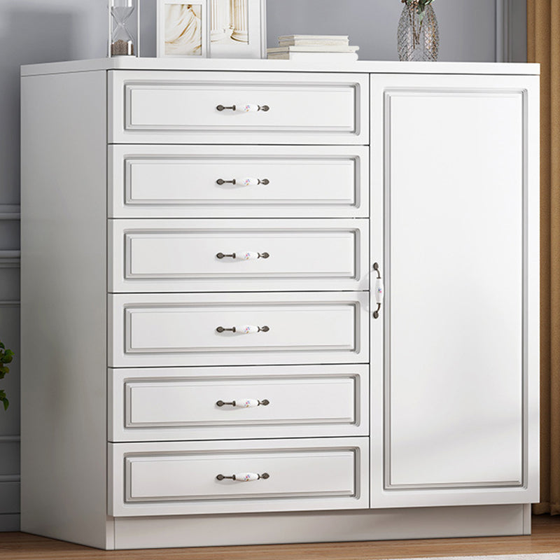 Modern White Accent Chest with Drawers 14.96" Wide Side Cabinet with Door