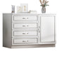 Modern White Accent Chest with Drawers 14.96" Wide Side Cabinet with Door