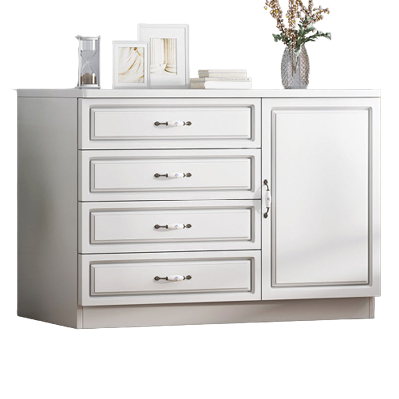 Modern White Accent Chest with Drawers 14.96" Wide Side Cabinet with Door