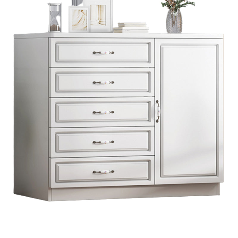 Modern White Accent Chest with Drawers 14.96" Wide Side Cabinet with Door