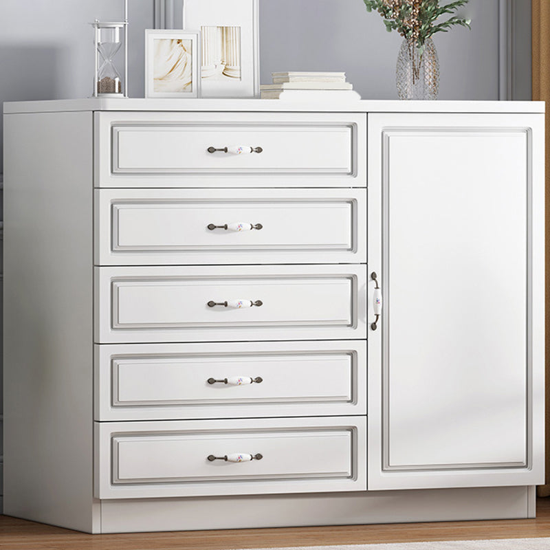 Modern White Accent Chest with Drawers 14.96" Wide Side Cabinet with Door